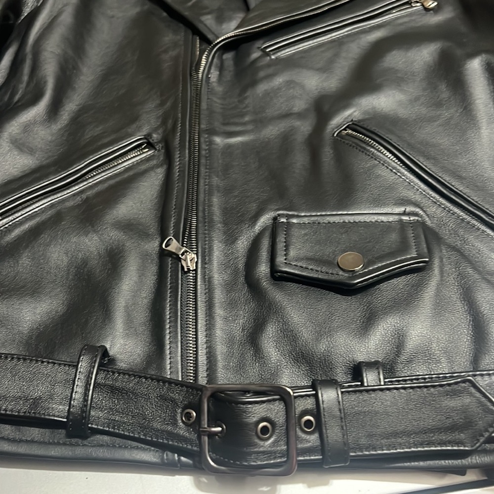 Thursday Boot Co Boots Mens Leather Motorcycle Biker Moto Jacket Black Buckle - Picture 9 of 10